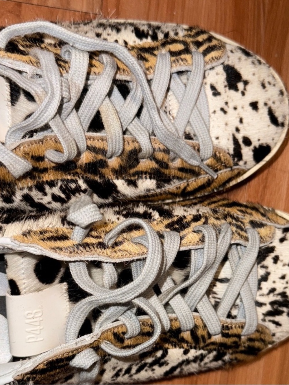 P448 Leopard-Print Low-Top Sneakers in Black, White & Tan - Picture 8 of 16
